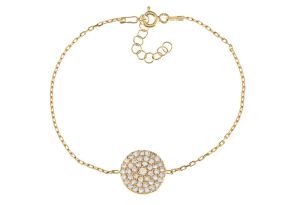Round Gold-Plated Cubic Zirconia Disc Bracelet in Sterling Silver, 6 inches by SuperJeweler