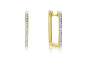 Trendy Diamond Hoop Earrings, Gold Overlay, 3/4 Inch,  by SuperJeweler