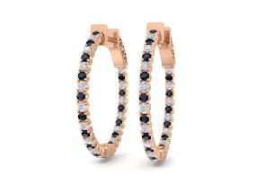 1 Carat Sapphire & Diamond Hoop Earrings in 14K Rose Gold (4 g), 3/4 Inch,  by SuperJeweler