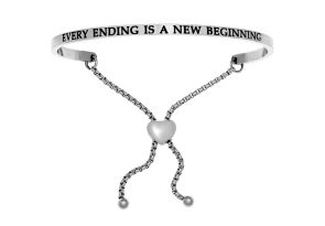 Silver „EVERY ENDING IS A NEW BEGINNING“ Adjustable Bracelet, 7 Inch by SuperJeweler