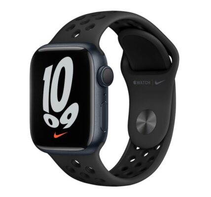 Apple Watch Nike Series 7 GPS, 45mm Midnight Aluminium Case with Anthracite/Black Nike Sport Band – Regular MKNC3VR/A