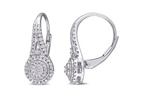 Nearly 1/2 Carat Diamond Double Halo Leverback Hoop Earrings, 3/4 Inch,  by SuperJeweler
