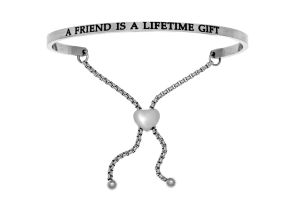 Silver „A FRIEND IS A LIFETIME GIFT“ Adjustable Bracelet, 7 Inch by SuperJeweler