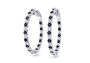 3 1/2 Carat Sapphire & Diamond Hoop Earrings in 14K White Gold (12 g), 1 Inch,  by SuperJeweler