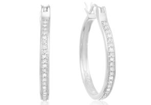 1/2 Carat Diamond Hoop Earrings in Sterling Silver,  by SuperJeweler