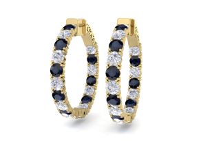 7 Carat Sapphire & Diamond Hoop Earrings in 14K Yellow Gold (10 g), 1.25 Inch,  by SuperJeweler