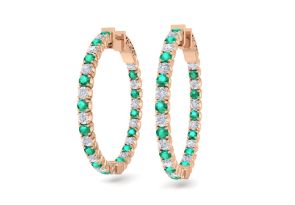 3 1/2 Carat Emerald Cut & Diamond Hoop Earrings in 14K Rose Gold (12 g), 1 Inch,  by SuperJeweler