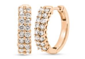 1/2 Carat Diamond Huggie Hoop Earrings in 14K Rose Gold (2.3 g) (, SI2-I1) by SuperJeweler