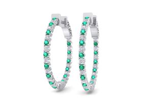 1 Carat Emerald Cut & Diamond Hoop Earrings in 14K White Gold (4 g), 3/4 Inch,  by SuperJeweler