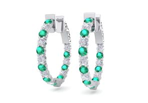 2 Carat Emerald Cut & Diamond Hoop Earrings in 14K White Gold (5.60 g), 3/4 Inch,  by SuperJeweler