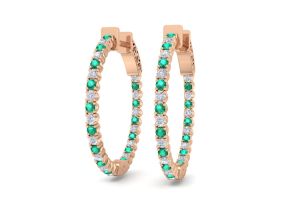 1 Carat Emerald Cut & Diamond Hoop Earrings in 14K Rose Gold (4 g), 3/4 Inch,  by SuperJeweler