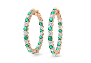 5 Carat Emerald Cut & Diamond Hoop Earrings in 14K Rose Gold (14 g), 1.5 Inches,  by SuperJeweler