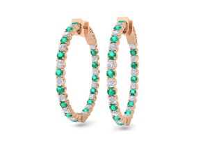 5 Carat Emerald Cut & Diamond Hoop Earrings in 14K Rose Gold (14 g), 1.25 Inch,  by SuperJeweler