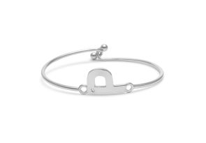„P“ Initial Bangle Bracelet w/ Cubic Zirconia Accent, 7 Inch by SuperJeweler