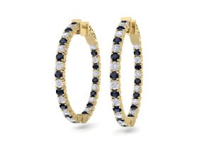 3 1/2 Carat Sapphire & Diamond Hoop Earrings in 14K Yellow Gold (12 g), 1 Inch,  by SuperJeweler