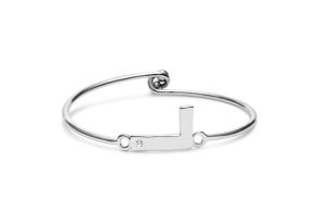 „L“ Initial Bangle Bracelet w/ Cubic Zirconia Accent, 7 Inch by SuperJeweler