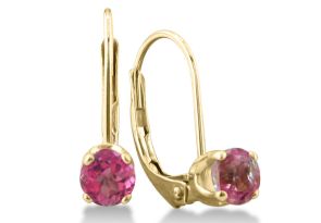 Pink Gemstones 1/2 Carat Pink Topaz Leverback Earrings in 14K Yellow Gold (1.1 g) by SuperJeweler