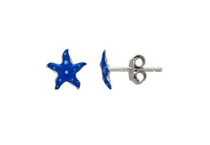 Sterling Silver Adorable Blue Starfish Stud Earrings by SuperJeweler