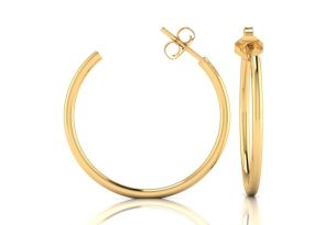 14K Yellow Gold (1.55 g) Hoop Earrings, Just Over 1 Inch by SuperJeweler