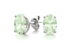 1 Carat Oval Shape Green Amethyst Stud Earrings in Sterling Silver by SuperJeweler