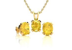 3 Carat Oval Shape Citrine Necklace & Earring Set in 14K Yellow Gold Over Sterling Silver by SuperJeweler