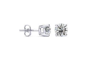 2 Carat Diamond Stud Earrings in 14K White Gold, AGS Certified (, I1-I2) by SuperJeweler