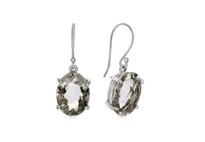 20 Carat Oval Natural Crystal Dangle Earrings in Sterling Silver by SuperJeweler