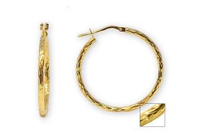 Fine Italian Yellow Gold (1.9 g) Over Sterling Silver Diamond Cut Double Hoop Earrings, 1 Inch by SuperJeweler
