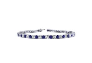 3 3/4 Carat Sapphire & Diamond Men’s Tennis Bracelet in 14K White Gold (10.6 g), 8 Inches,  by SuperJeweler