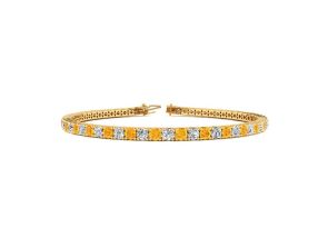 3 1/2 Carat Citrine & Diamond Tennis Bracelet in 14K Yellow Gold (10.6 g), 8 Inches,  by SuperJeweler