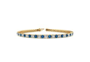 4 1/4 Carat Blue & White Diamond Tennis Bracelet in 14K Yellow Gold (10.1 g), 7.5 Inches,  by SuperJeweler