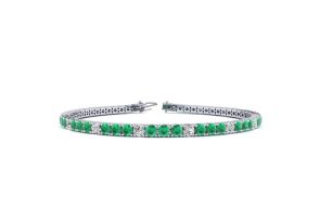 3 1/2 Carat Emerald Cut & Diamond Alternating Tennis Bracelet in 14K White Gold (8.6 g), 6 1/2 Inches,  by SuperJeweler