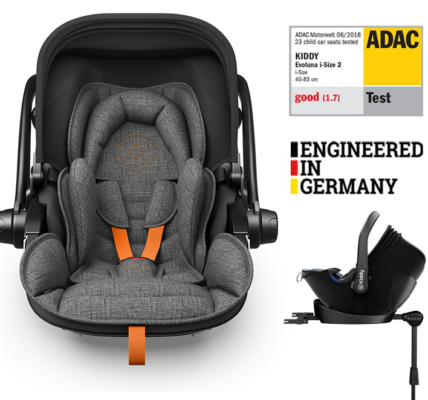 KIDDY Autosedačka Evoluna i-size 2 + Isofix základňa 40-83cm Grey Mel.-Safe Orange BZP