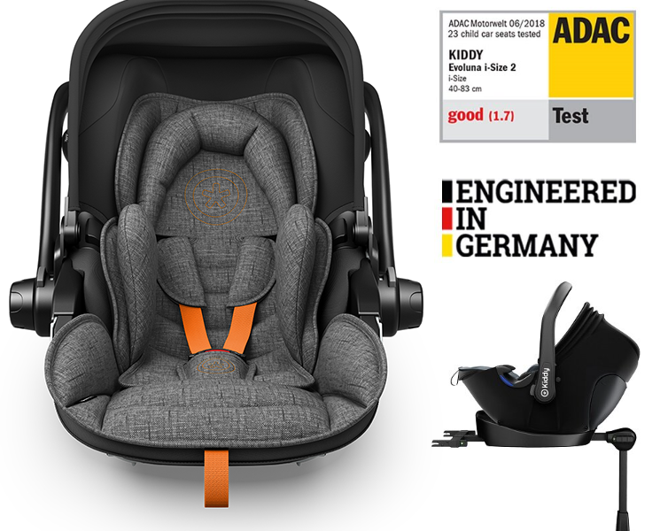 KIDDY Autosedačka Evoluna i-size 2 + Isofix základňa 40-83cm Grey Mel.-Safe Orange BZP