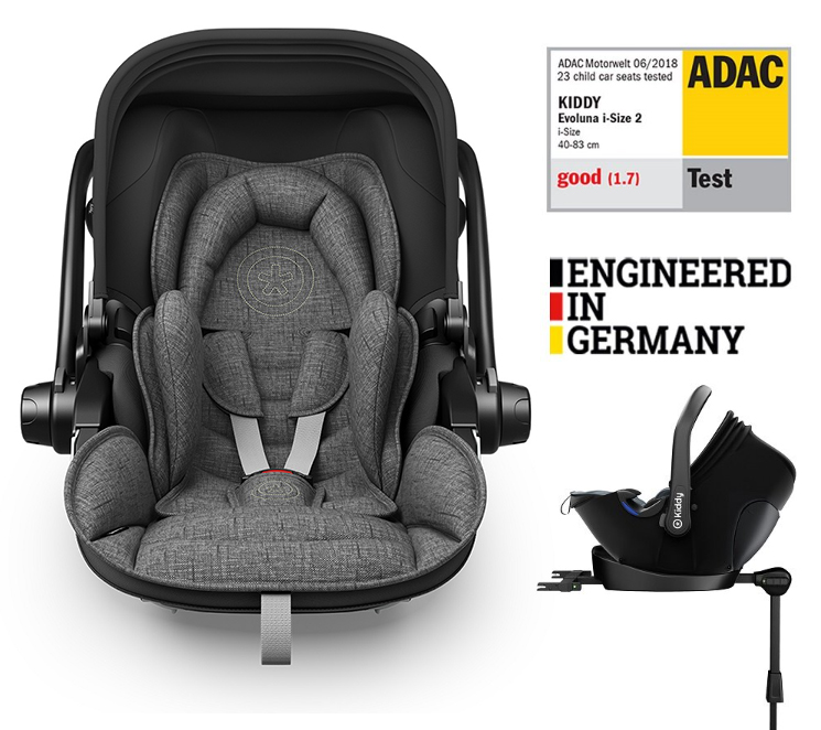 KIDDY Autosedačka Evoluna i-size 2 + Isofix základňa 40-83 cm Grey Melange Icy Grey