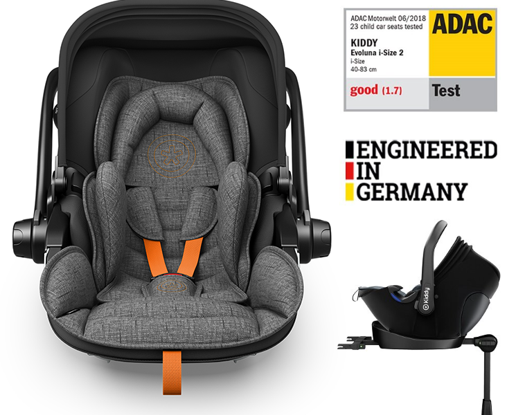 KIDDY Autosedačka Evoluna i-size 2 + Isofix základňa 40-83cm Stone Grey Mel.-Solar Orange BZP