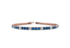 3 1/2 Carat Blue & White Diamond Alternating Tennis Bracelet in 14K Rose Gold (8.1 g), 6 Inches,  by SuperJeweler