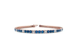4 1/4 Carat Blue & White Diamond Alternating Men’s Tennis Bracelet in 14K Rose Gold (10.1 g), 7.5 Inches,  by SuperJeweler