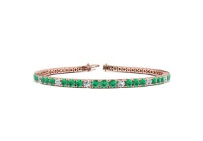 4 Carat Emerald Cut & Diamond Alternating Tennis Bracelet in 14K Rose Gold (8.7 g), 6 1/2 Inches,  by SuperJeweler