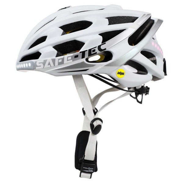 Smart helma SafeTec TYR 3, M, LED smerovka, bluetooth, biela POUŽ