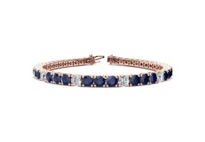 10 1/5 Carat Sapphire & Diamond Alternating Tennis Bracelet in 14K Rose Gold (10.3 g), 6 Inches,  by SuperJeweler