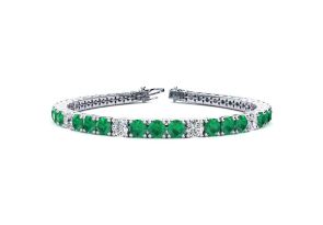 14 Carat Emerald Cut & Diamond Alternating Tennis Bracelet in 14K White Gold (15.4 g), 9 Inches,  by SuperJeweler