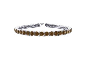 7 3/4 Carat Chocolate Bar Brown Champagne Diamond Tennis Bracelet in 14K White Gold (10.3 g), 6 Inches by SuperJeweler