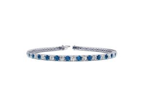 5 Carat Blue & White Diamond Tennis Bracelet in 14K White Gold (12.1 g), 9 Inches,  by SuperJeweler