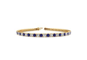 3 3/4 Carat Sapphire & Diamond Men’s Tennis Bracelet in 14K Yellow Gold (10.6 g), 8 Inches,  by SuperJeweler