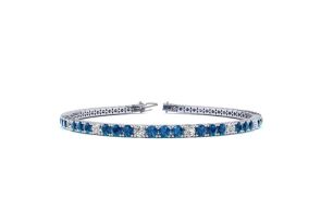 3 1/2 Carat Blue & White Diamond Men’s Tennis Bracelet in 14K White Gold (12 g), 9 Inches,  by SuperJeweler