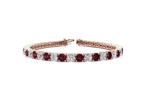 12 1/3 Carat Garnet & Diamond Tennis Bracelet in 14K Rose Gold (15.4 g), 9 Inches,  by SuperJeweler