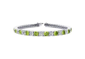 7 3/4 Carat Peridot & Diamond Tennis Bracelet in 14K White Gold (10.3 g), 6 Inches,  by SuperJeweler