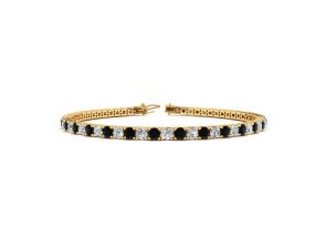 3 Carat Black & White Diamond Tennis Bracelet in 14K Yellow Gold (10.6 g), 8 Inches,  by SuperJeweler