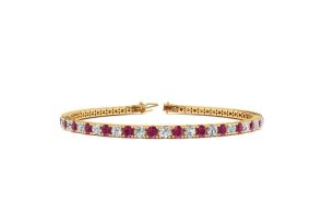 4 Carat Ruby & Diamond Tennis Bracelet in 14K Yellow Gold (10 g), 7.5 Inches,  by SuperJeweler